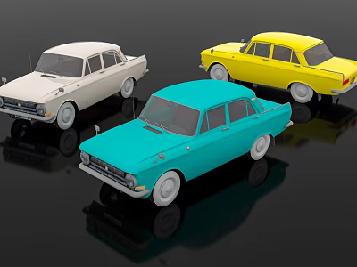 Soviet Car Car Moscow People Car Moskvich Toy Game Props Scene Park Meichen Pin Atmosphere Decoration 3d model
