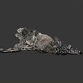 Natural Wood And Stone Artistic Model With Rock Cluster Driftwood And Moss Accents