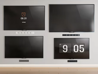 TV combination track socket wall mounted TV 3d model