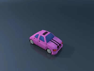 Pink Toy Car With Stylish Design And Black Stripes On Gray Background 3d model