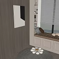 Bay Window Cushion Bay Window Cabinet Floating Window Sill 3d model