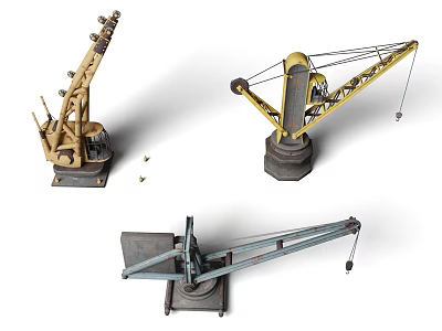 Various Types of Industrial Cranes with Stable Base and Lifting Arm Structures 3d model