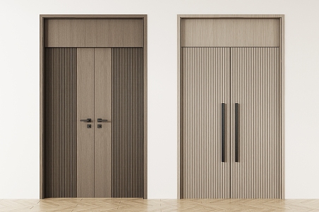 Modern Double Door Grille Swing Door Wooden Door Top Door Ballroom Door Hotel Double Door 3d model