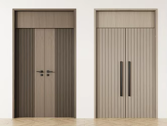 Modern Double Door Grille Swing Door Wooden Door Top Door Ballroom Door Hotel Double Door 3d model
