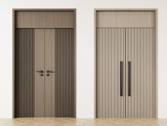 Modern Double Door Grille Swing Door Wooden Door Top Door Ballroom Door Hotel Double Door 3d model