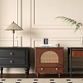 Varied Design Bedside Tables with Lamp Decorative Items and Green Plant
