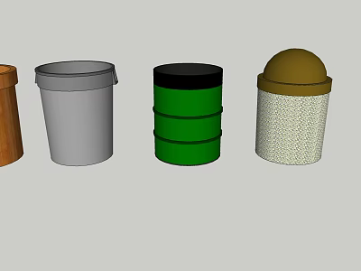 Various Public Trash Bins With Different Designs And Colors For Outdoor Areas 3d model