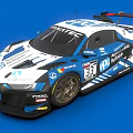 Audi R8 Racing Car In Blue White Livery With BWT Michelin Logos And Number 33