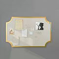 Gray Background Wall With Gold Frame Bulletin Board Papers Silhouette Photo Rings And Love Lettering