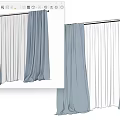 Simple Light Blue And White Curtains With Soft Drapery For Home Window Decoration