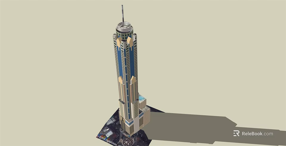 Modern Skyscraper Office Building with Glass Facade Sleek Design Spire Top and Podium Base 3d model 