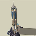 Modern Skyscraper Office Building with Glass Facade Sleek Design Spire Top and Podium Base