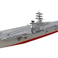 Naval Aircraft Carrier Flight Deck With Fighter Jets Runway And Island Superstructure