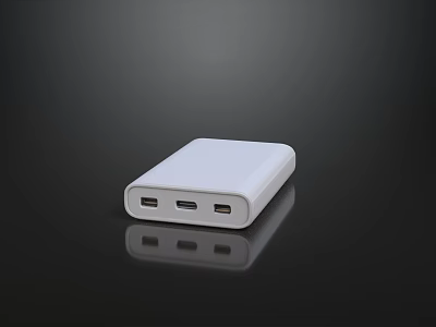 Sleek White Portable Power Bank With Multiple USB Ports For Mobile Devices 3d model