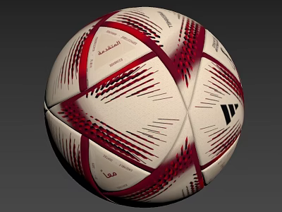 Adidas Soccer Ball With White And Red Geometric Surface Design Patterns 3d model