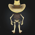 Western Style Skeleton Game Character With Cowboy Hat Yellow Glowing Eyes And Pistol