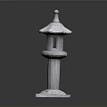 Ornate Traditional Japanese Stone Lantern With Pedestal And Detailed Carved Structure