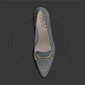 Light Blue Women's Pointed Toe Block Heel Shoes With Gold Horsebit Suede Detail