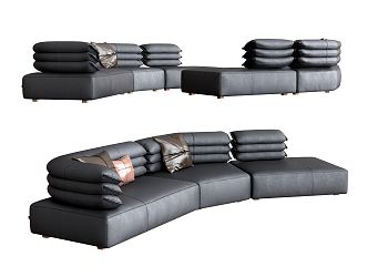 Modern Multiplayer Sofa Leather Sofa Pillow Reading Sofa 3d model