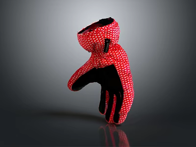 Artistic Red Glove With White Dots And Black Accents Unique Creative Shape Design 3d model