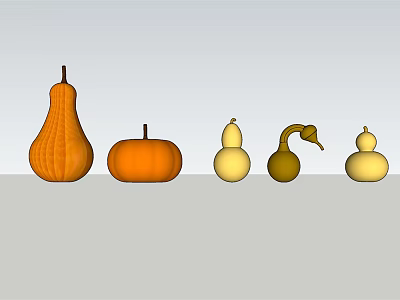 Different Fresh Vegetables with Various Shapes and Colors Arranged in a Row 3d model