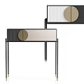 Modern Console Cabinet And Side Cabinet With Metal Frame Round Decor And Storage Space
