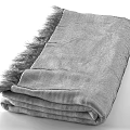 High Quality Soft Blue Folded Towel With Fringes For Bathroom Use