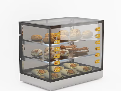 Kitchen Appliance Transparent Glass Display Cabinet With Multiple Shelves For Pastry Storage 3d model