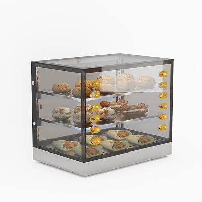 Kitchen Appliance Transparent Glass Display Cabinet With Multiple Shelves For Pastry Storage 3d model