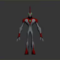 3D Animated Character Model With Red Horn Green Eyes And Chest Emblem