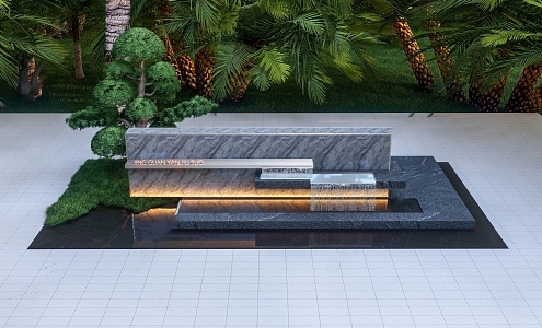 Modern rockery waterscape hotel entrance waterscape outdoor landscape mirror waterscape falling waterscape overlapping water square waterscape fountain spring 3d model