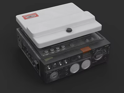 Vintage Audio Speaker With White Lid Black Body Control Knobs And Function Buttons 3d model