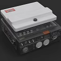 Vintage Audio Speaker With White Lid Black Body Control Knobs And Function Buttons