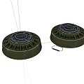 Two Metal Circular Weapon Components With Central Holes Gear Like Structure And Small Metal Piece