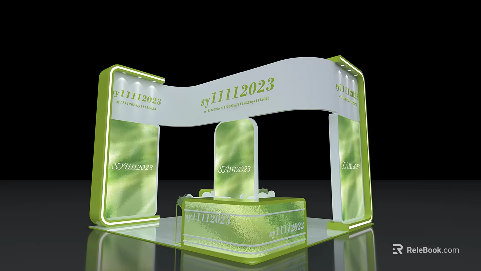 Sy1112023 Exhibition Booth Green Transparent Luminous Curved Arch Structure Design 3d model 