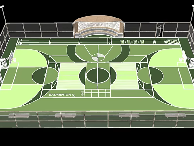 Modern Indoor Basketball Gym Interior With Full Court And Spectator Seating 3d model