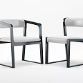Modern Minimalist Dining Set With Black Table And White Cushioned Chairs 3d model