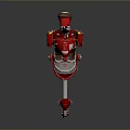 Detailed Futuristic Red Mechanical Weapon With Cockpit And Long Cannon Barrel Design