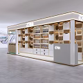 Modern Shopping Mall Retail Store Interior With Organized Product Shelves And Brand Logo