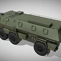 Green Military Armored Truck With Multi Wheel Drive And Tactical Design