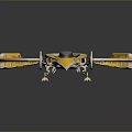 Yellow Futuristic Spaceship With Sleek Design And Transparent Cockpit