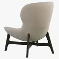 Modern Beige Leather Accent Chair With Stitched Details And Wooden Legs Design