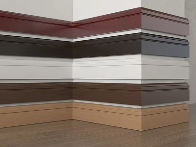 Layered Wooden Decorative Lines In Various Colors For Interior Corner Design 3d model
