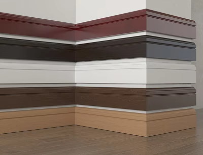 Layered Wooden Decorative Lines In Various Colors For Interior Corner Design 3d model