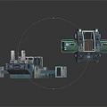 Futuristic Transparent Structure Models With Blue Green Frames And Components
