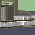 Modern Multi Storey Office Building With Green Roofs And Glass Curtain Walls