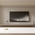 Minimalist TV Background Wall With Light Colored Wall Mounted TV And Bookshelf With Plants