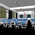Modern Classroom School Classroom Desks and Chairs Desk Training Classroom Multimedia Classroom Training Tables and Chairs 3d model