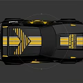 Black And Yellow Sporty Car With Racing Stripes And Yellow Wheels Design