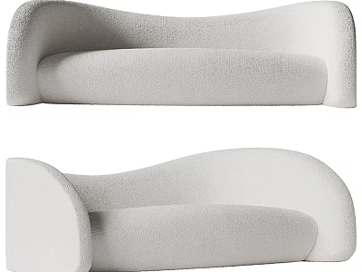 Modern Irregular Shaped Sofa With Fluffy Fabric And Curved Lines For Living Room 3d model